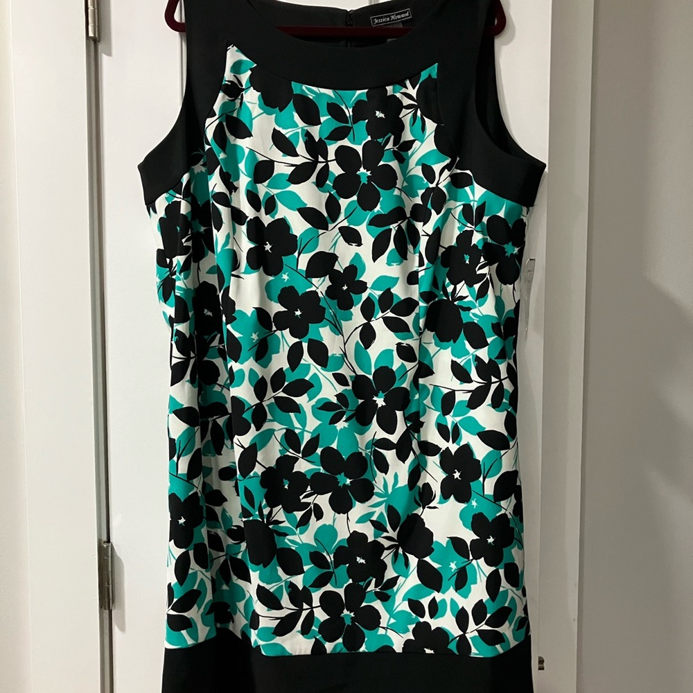 Jessica Howard Black Green and White  Floral Dress